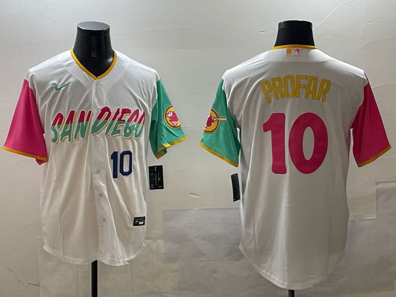 Men San Diego Padres 10 Profar White City Edition 2025 Nike MLB Jersey style 3